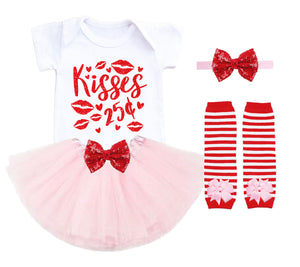 Valentines Baby Girl Outfit -Kisses