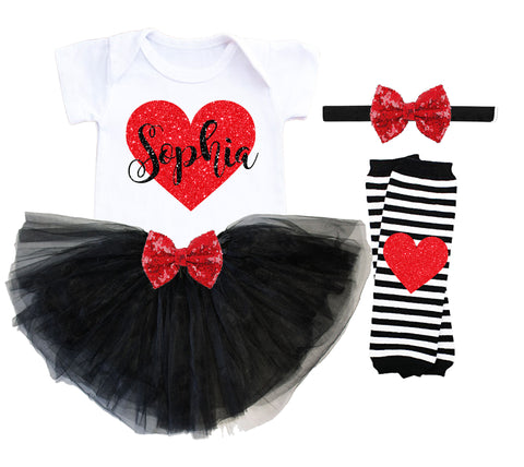 Monogram Valentines Baby Girl Outfit -