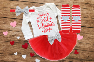 Monogram Valentines Baby Girl Outfit -My First Valentines Outfit