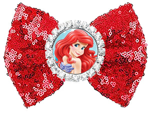 Ariel Sequin Hair Bow Red