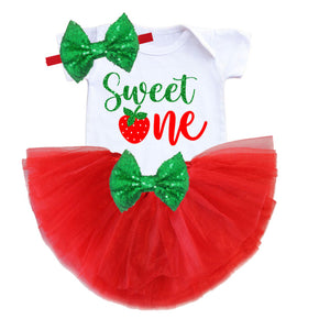 Sweet One Strawberry Birthday Tutu Set