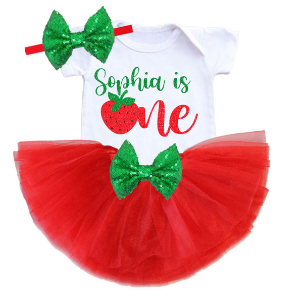 Personalized Strawberry Birthday Tutu Set