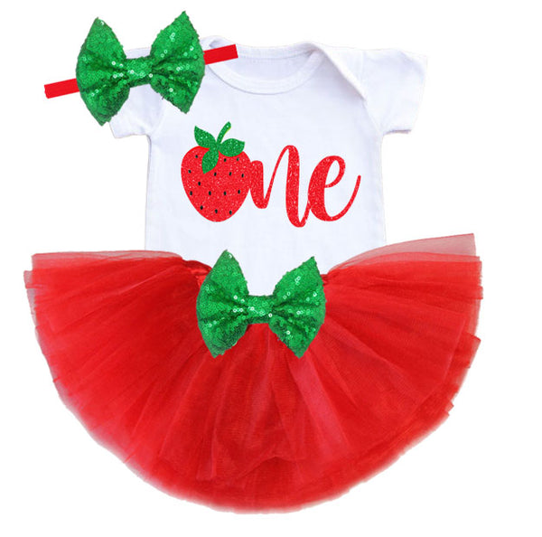 Strawberry First Birthday Tutu Set