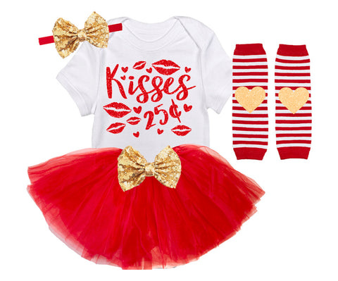 Valentines Baby Girl Outfit -Kisses