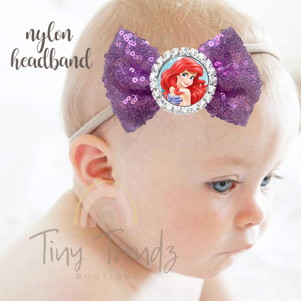 Ariel Purple Sequin Hair Bow