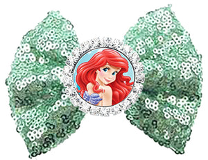 Ariel Mint Sequin Hair Bow