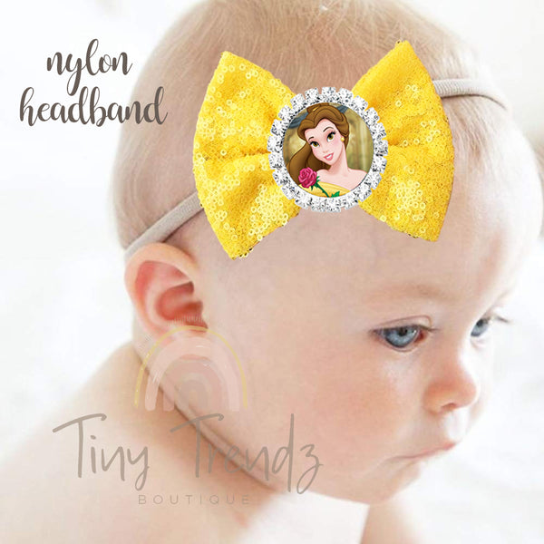 Belle Yellow Sequin Hair Bow