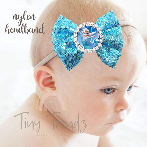 Elsa Sequin Hair Bow