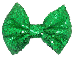 Green Sequin Hair Bow